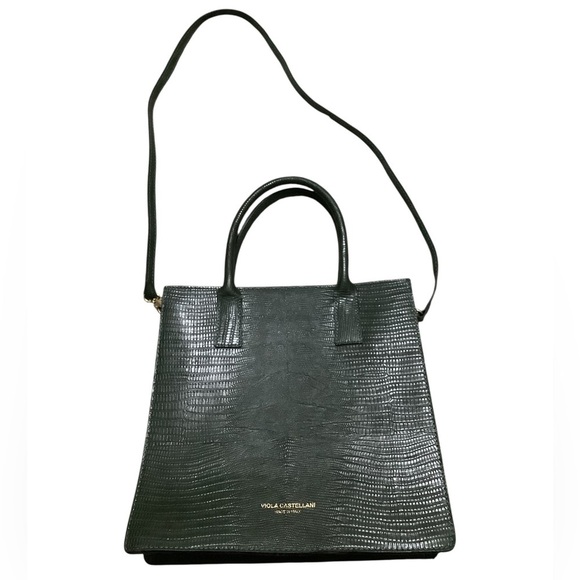 Viola Castellani Handbags - Viola castellani alligator Textured green Women's Bag with shoulder strap